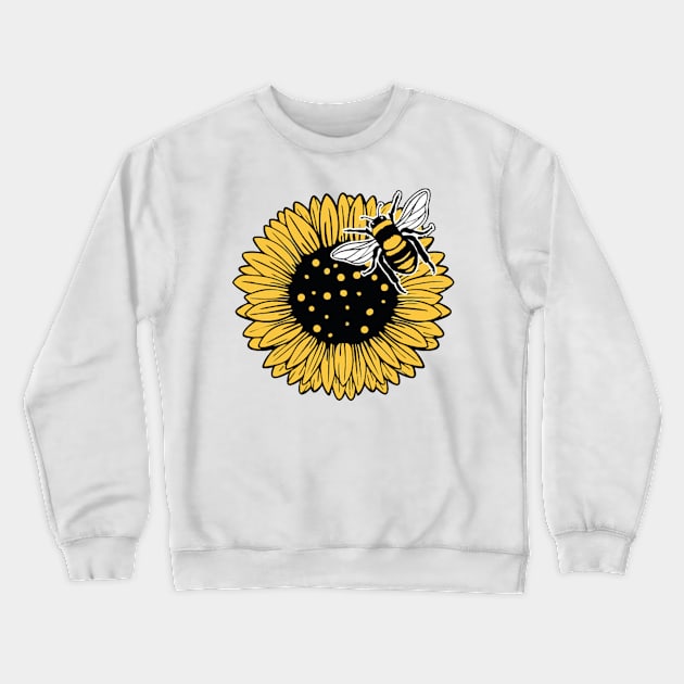 Sunflower and Bee Crewneck Sweatshirt by the kratingdaeng